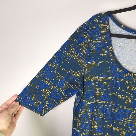 LuLaRoe Nicole Womens Size 2XL Fit & Flare Dress Triangle Geometric Modest Work - Picture 4 of 11